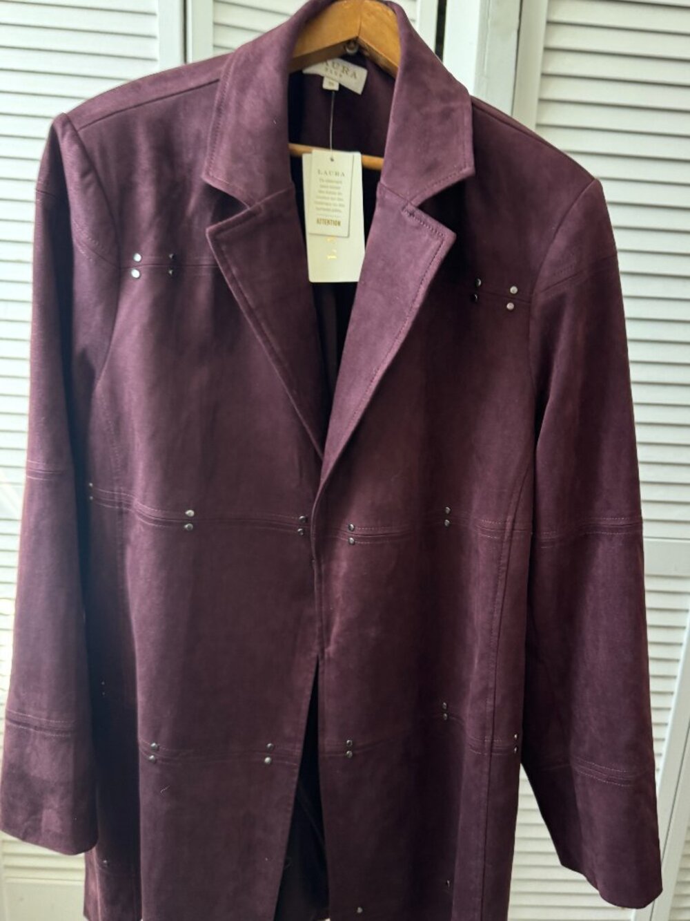 Laura plum-colored faux-suede jacket